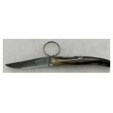 Violon Gimel Inox Folding Pocket Knife with Horn Handle and Key Ring