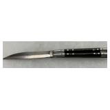 Butterfly Folding Knife with Metal and Dark Handle Inlays