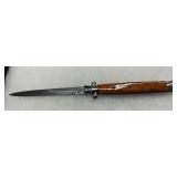 Italian-Made Switchblade Knife with Orange Spotted Handle and Stainless Steel Blade