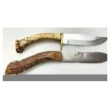 Stag Antler Handle Knives with Fixed Steel Blades