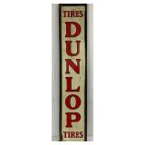 ‘Dunlop Tires’ Vertical Metal Sign with Wood Frame, 14x72in