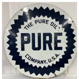 Double-Sided Porcelain Advertising Sign for The Pure Oil Company, 42 in.
