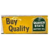 Quaker State Emb. Tin Sign with Wood Backing, 94in x 36in