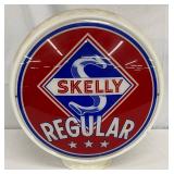 Skelly Milk Glass Wide Body Gas Pump Globe, 16 Inches
