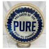 Pure Oil Company Milk Glass Gas Pump Globe, 16 inches