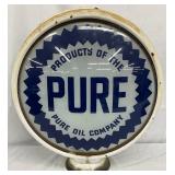Pure Oil Company Gas Pump Globe with Metal Body, 19 inches