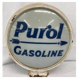 Purol Gasoline Globe with Metal Body, 18 inches