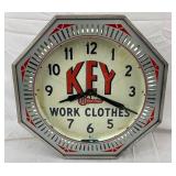 Key Work Clothes Octagon Spinner Neon Clock,  18in x 18in