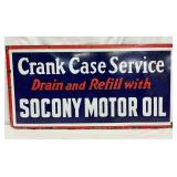 Porc. Socony Motor Oil Crank Case Service Sign, 36in x 18in