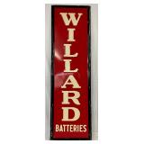1945 Emb. Willard Batteries Self Framed Metal Sign , 18in x 60in