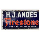 SS Porc. ‘H.J. Andes Firestone’  Sign, Beaver Enamel Co., 60×30 