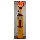 1925 National Simplex Model 60 Gas Pump with Shell Branded Glass Globe, Professionally Restored 