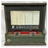 Early 20th-Century 1Cent Coin-Operated Wooden Machine, 18in x 18in