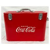 Coca-Cola Red Metal Cooler Box with Handle and Bottle Opener, Restored, 17x12  