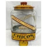 Rare Curtiss Chicos Spanish Peanut 5-Cent Store Jar with Tin Lid, 8x10in