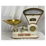 Dayto Restored Measuring Scale with Brass Bowl, 15in x 16in