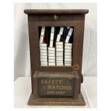 Wooden 1-Cent Safety Match Dispenser with Glass Front, 11×17 