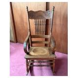 OAK ROCKER W/ PRESSED CARVED BACK
