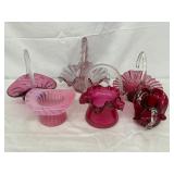 Fenton Pink Glass Baskets and Vases, Handmade in USA