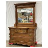 50.5x77 Oak Mirrored Back Dresser
