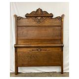 Carved Oak High Back Bed