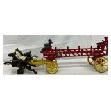 Cast Iron Horse-Drawn Fire Wagon