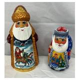 Hand-Painted Russian Wooden Santa Figures