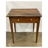 Early Farm Table with Single Drawer and Tapered Legs