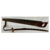 Two-Man Crosscut Saw with Wooden Handles, 39-41 1/2 Inches
