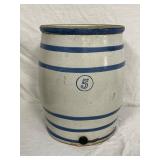Stoneware 5-Gallon Crock with Blue Stripes 
