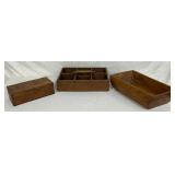 Three Wooden Storage Boxes, Including Divided Tray
