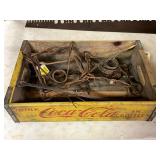Coca-Cola Wooden Crate Containing Assorted Vintage Metal Trapping Equipment