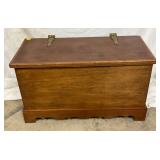 Wooden Blanket Chest with Painted Interior Lid and Brass Hinges