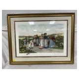 Framed Print Titled ‘Berry Pickers’ After Etching by H.A. King