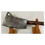 15-Inch Steel Meat Cleaver With Wooden Handle, Marked ‘Mullik Cast Steel’