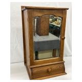Oak Hanging Cabinet with Mirrored Door and Drawer, 16in x 30in