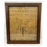 12x10 1872 Needlework Sampler by Sarah Landis, Richmond, VA