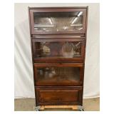Four-Stack Wooden Barrister Bookcase with Glass Fronts