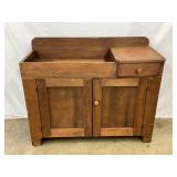 Early Wooden Dry Sink with Single Drawer and Double Cabinet Doors