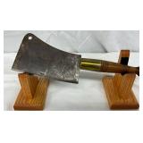 12-Inch Meat Cleaver with Brass Ferrule and Wooden Handle