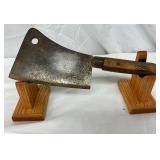 13-Inch Vintage Meat Cleaver with Wooden Handle