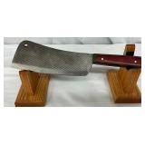 12-Inch ‘Old Smoky’ Meat Cleaver with Textured Steel Blade and Wood Handle
