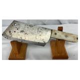 12 1/2-Inch Cleaver with Steel Blade and White Handle