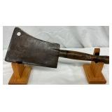 Heavy Steel Meat Cleaver with Wooden Handle, 16 1/2 Inches Total Length