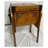 Antique Wood and Cast Iron Hand-Crank Butter Churn, 9-Gallon Capacity