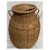 Woven Basket with Lid and Handles, 24 Inches Tall