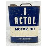 Early Actol Motor Oil Can, 8 U.S. Quarts