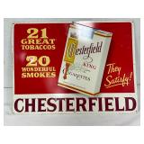 Chesterfield Cigarettes Embossed Metal Advertising Sign, 24in x 18in