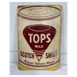 Embossed Metal Advertising Sign for TOPS Mild Scotch Snuff