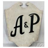 Wooden A&P Shield-Shaped Sign, 30in x 36in